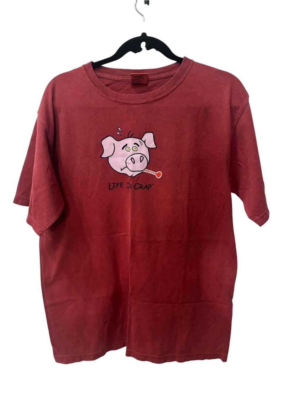 Comfort colors maroon "Life Is Crap" Graphic T-Shirt size M